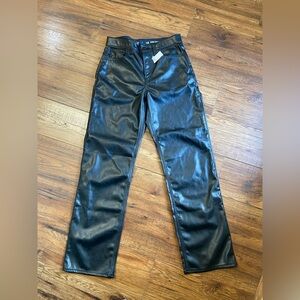 Gap kids 90’s loose high rise size 18 NWT black faux leather